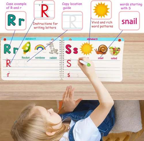 Miniatura 4 de ALIANFLY Actividad Educativa de Aprendizaje Preescolar - Libro de Trabajo Montessori para Preescolar, Actividad de Trazado de Práctica de Escritura