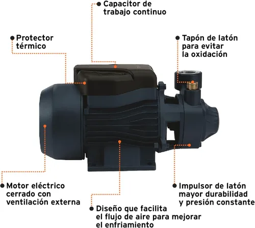 Miniatura 4 de Bomba periférica agua eléctrica 3/4 HP