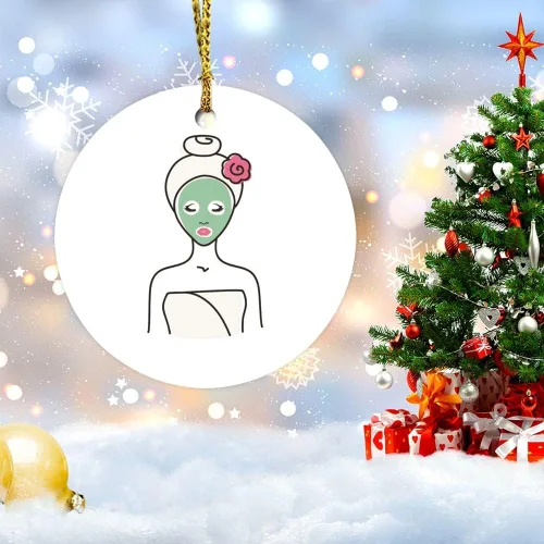 Miniatura 5 de Adornos de Navidad personalizados Spa Facial Mujer Adorno de cerámica Decoración del hogar Adornos colgantes Fiesta de Navidad Festival Tradicional