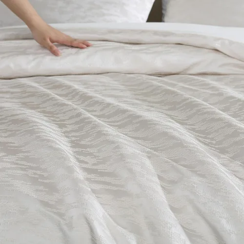 Miniatura 7 de Vera Wang - Juego de funda de edredón tamaño Queen, ropa de cama de algodón suave con sensación de tejido texturizado, cierre de botón y lazos