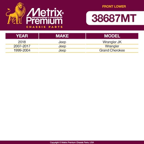 Miniatura 3 de Metrix Premium Chassis Parts - Junta de rótula superior delantera para Chevrolet C20 75-87, 71-74 C20 Pickup, 71-86 C20 Suburban, 75-78 GMC C25