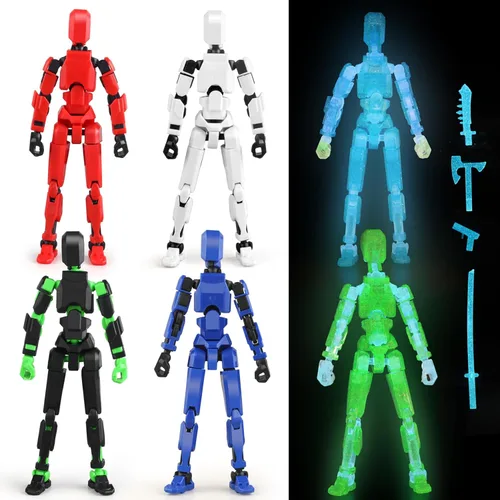 Juego luminoso de 13 figuras de acción, 6 figuras de acción de robot Titan 13, juguetes impresos en 3D articulados, para entusiastas del modelado,