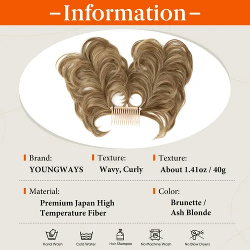 Miniatura 60 de Postizo de Cabello de Moño Desordenado Peine Lateral Clip en Moño de Cabello Postizo para Mujeres Corto Natural Liso Estilos Versátiles Ajustables