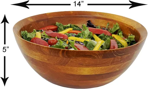 Miniatura 15 de Woodard & Charles - Cuenco grande de madera para ensaladas, frutas, palomitas de maíz, pasta, 10 pulgadas de diámetro x 4.5 pulgadas de alto