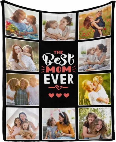 Miniatura 5 de InterestPrint Regalos personalizados para mamá, manta personalizada con fotos y fotos familiares, regalos de cumpleaños para el día de la madre