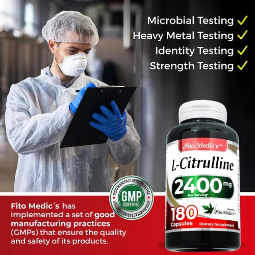 Miniatura 5 de FITO MEDIC'S Laboratorio L citrulina 180 cápsulas 2400 mg L citrulina Cápsulas Ultra alta absorción.