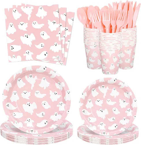 Miniatura 9 de Whaline 168 Pcs Fall Pumpkin Paper Plates Napkins Set Autumn Pink Orange A Little Pumpkin Is On The Way Disposable Tableware Cups and Cutlery for 24