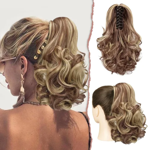 Miniatura 38 de Sofeiyan Extensión de cola de caballo de 11 pulgadas con clip de garra, extensiones de cabello con cola de caballo, cola de caballo larga y rizada