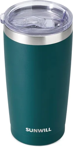 Miniatura 16 de SUNWILL Vaso de café de viaje de 20 onzas, taza aislada con tapa, taza de acero inoxidable para bebidas calientes y frías, con recubrimiento