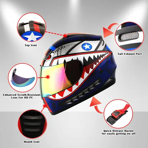 Miniatura 4 de WOW Casco integral para motocicleta, bicicleta urbana BMX MX para niños: HKYB15