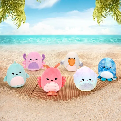 Miniatura 3 de Squishville by Original Squishmallows Escuadrón del Día de Playa Peluche - Seis Peluches Squishmallows de 2 Pulgadas Incluyendo Mauricio, Deniz