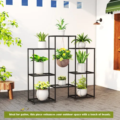 Miniatura 7 de Soporte de plantas de metal para interior, soportes de plantas de metal para exterior, estante escalonado de 4 niveles para múltiples plantas, 8