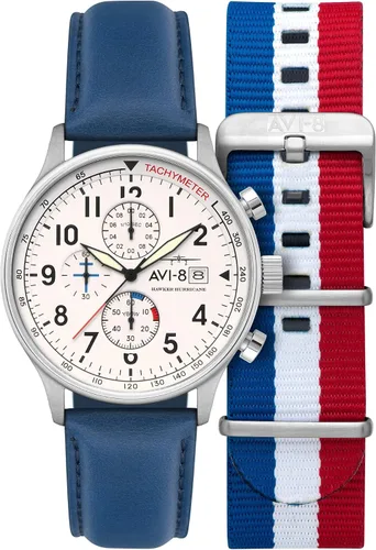 Miniatura 14 de Reloj analógico AV-4011 Hawker Hurricane, con mecanismo de cuarzo japonés, con correa de piel, de AVI-8
