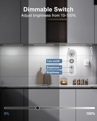 Miniatura 3 de UNO-LK 4500K - Luz LED con control remoto para debajo del gabinete, enchufe regulable de luz diurna blanca 4500 K, paquete de 3 luces enlazables
