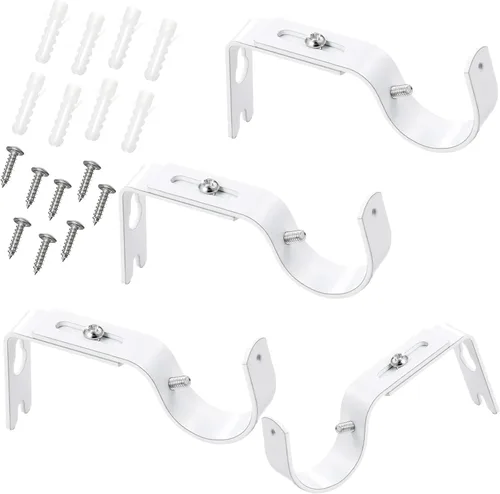 Miniatura 20 de Frienda 4 soportes de barra de cortina resistentes pintados de plata ajustables para barra de cortina de 1 pulgada de diámetro, soportes de Plata