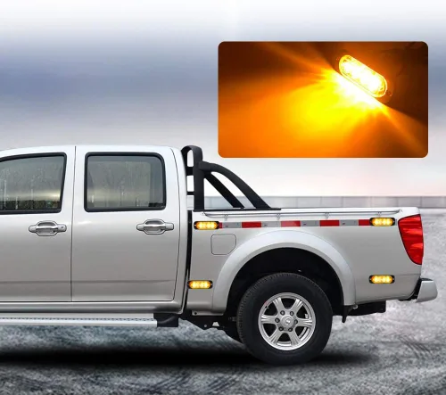 Miniatura 7 de 4 Uds Ultra Thin Amber 4LEDs luz de advertencia de emergencia luz flash estroboscópica barra de luz montaje en superficie para coche, furgoneta