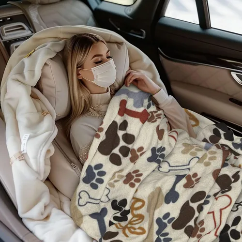 Miniatura 3 de Manta de Franela de Forro Polar con Estampado de Patas y Huesos de Perro, Mantas de Felpa Suave para Sofá, Sillón, Dormitorio, Regalo 50"X40
