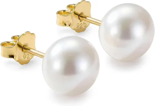 KEZEF Pendientes de perlas de agua dulce para mujer – Perlas cultivadas de calidad AAA en poste de plata de ley 925 bañado en rodio o chapado en oro