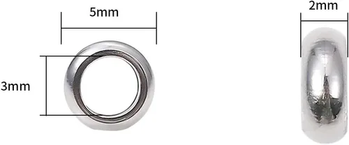 Miniatura 2 de BEADIA Cuentas espaciadoras de acero inoxidable de 0.197 x 0.079 in Rondelle sueltas para hacer joyas de bricolaje, 100 unidades con agujero