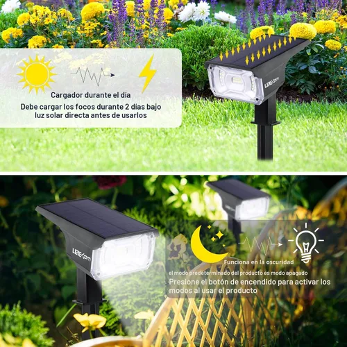 Miniatura 5 de LEREKAM Focos solares para exteriores, IP65, impermeables, 40 LED, focos solares de paisaje, luces de pared alimentadas por USB, detección