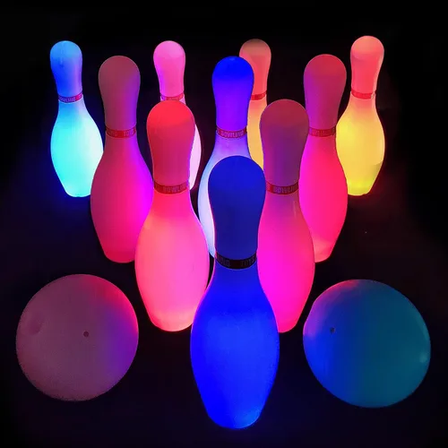 Juego de bolos OceanWings para niños con bolas iluminadas, juego de bolos con 10 bolos y 2 bolas, juegos deportivos divertidos para nietos, niños,