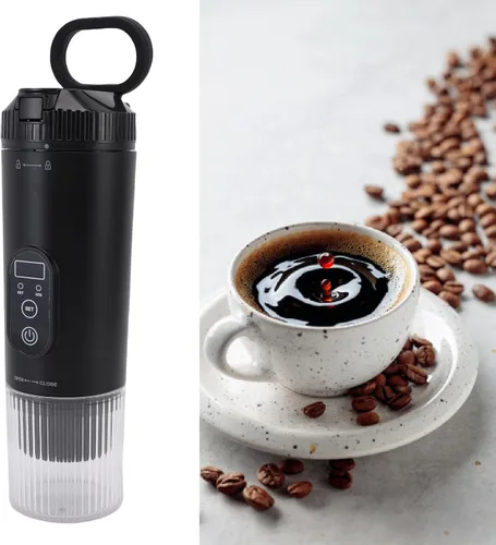 Miniatura 4 de Bewinner Cafetera portátil, 21 bar, inalámbrica, calefacción, para viajes, camping, máquina de café expreso, portátil, funciona con pilas, para Negro