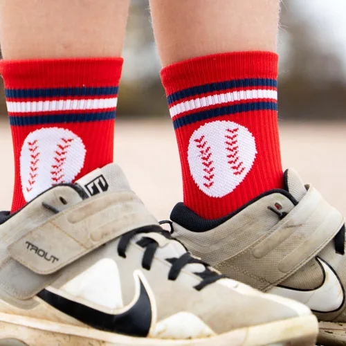 Miniatura 2 de ChalkTalkSPORTS Calcetines Crew de Rendimiento de Béisbol - Calcetines Boston - Jóvenes y Adultos - Calcetines de Béisbol a Media Pantorrilla