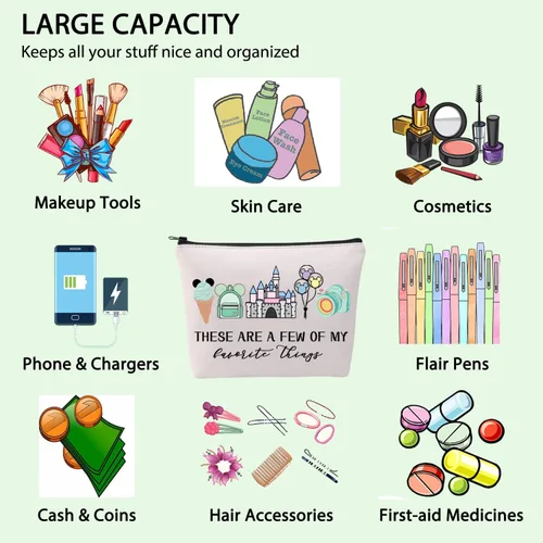 Miniatura 4 de FOTAP Regalo de viaje de vacaciones, bolsa de cosméticos para fanáticos de cuentos de hadas, bolsa de cosméticos para ratón, viaje familiar