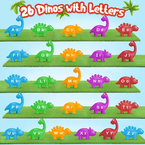Miniatura 2 de Kasfalci Juguetes de aprendizaje del alfabeto, juguetes de dinosaurio para niños, aprendizaje ABC para niños pequeños, juego de letras a juego