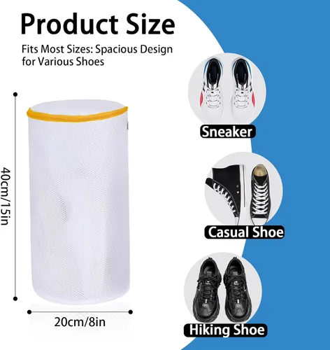Miniatura 2 de Bolsa para lavadora de zapatos, bolsas de malla para zapatos de lavandería, saco de limpieza de zapatillas de red, protector de calzado en lavadora