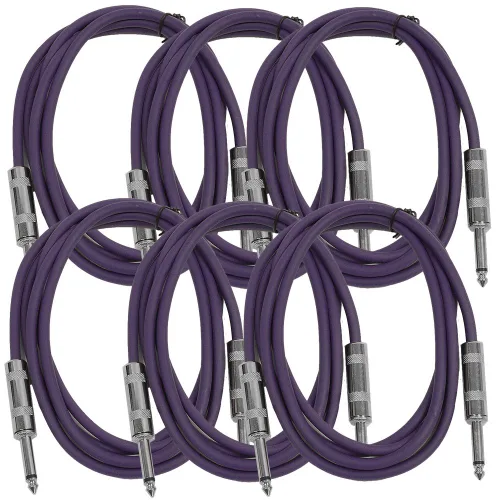 Miniatura 4 de Seismic Audio Cables de guitarra para altavoces, cables de guitarra TS de ¼ pulgadas, 3 pies, multicolor, paquete de 6 Color múltiple