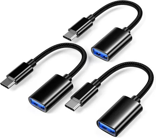 Adaptador USB C a USB 3.0 [3 unidades], USB C macho a USB hembra OTG cable Thunderbolt3 a USB adaptador compatible con MacBook Pro/Air, iPhone 16
