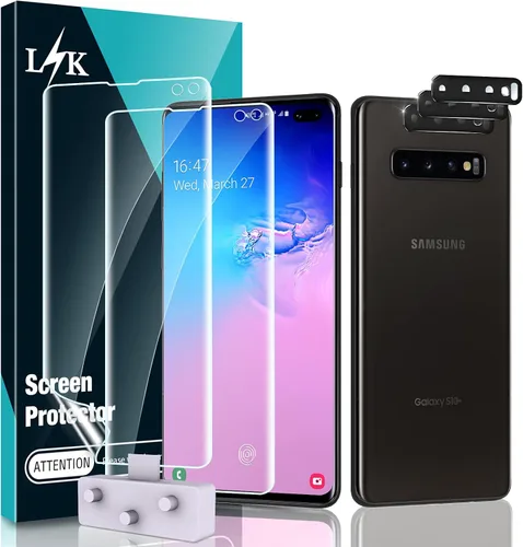 L K [Paquete de 3] Protector de pantalla para Samsung Galaxy S10 Plus, [Autocuración] [huella digital en pantalla] Película flexible con efecto HD