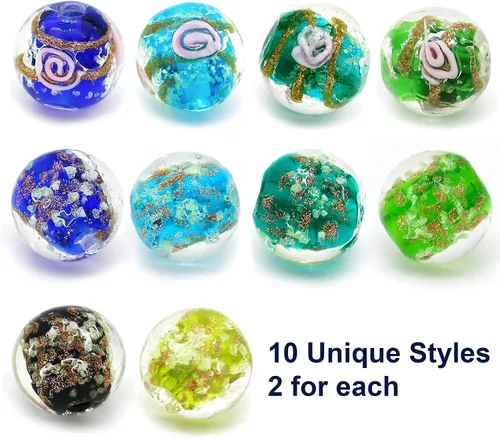 Miniatura 5 de Artsy Crafts - 20 cuentas surtidas de luciérnaga que brillan en la oscuridad de 0.47 pulgadas (0.472 in), cuentas de vidrio luminosas para hacer