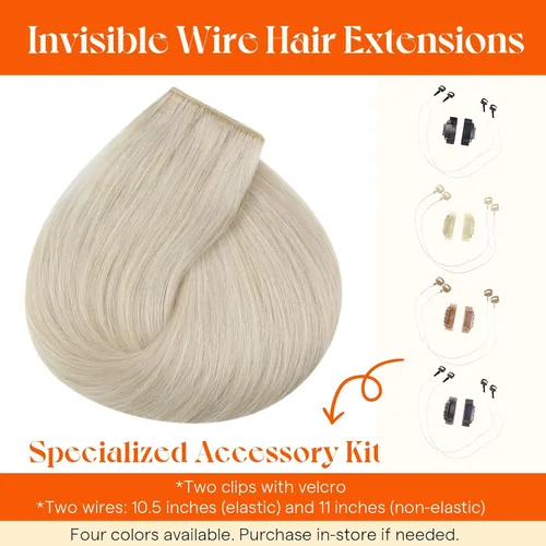 Miniatura 5 de Sunny Hair - Extensiones de cabello humano con banda invisible, color rubio platino (#60), 20 pulgadas