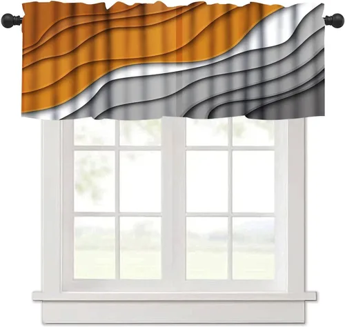 Miniatura 21 de Cenefa de cortina geométrica para ventanas, cenefa moderna con bolsillo para barra, 1 panel, cortinas cortas abstractas para playa, cortinas cortas