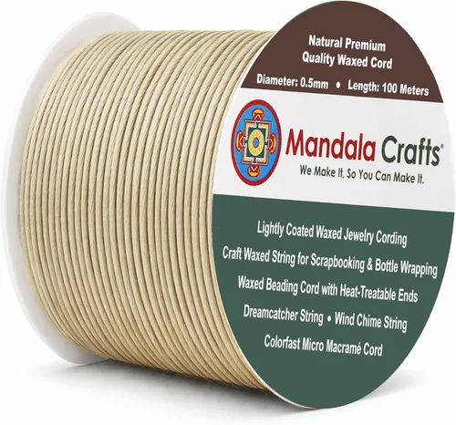 Miniatura 134 de Cuerda Mandala Crafts 0.03 pulgadas 109 yardas para hacer joyería, artesanía, macramé, cuerda de algodón encerado Negro