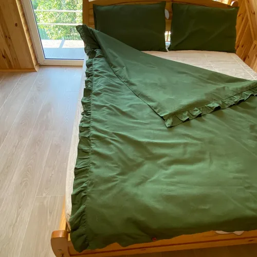 Miniatura 3 de Green Hemp Duvet Cover with Ruffles 1pc - only Duvet Cover (US Double 80x80")