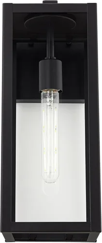 Miniatura 5 de John Timberland Titan - Juego de 2 lámparas de pared modernas para exteriores, marco rectangular negro místico, paneles de vidrio transparente de 17