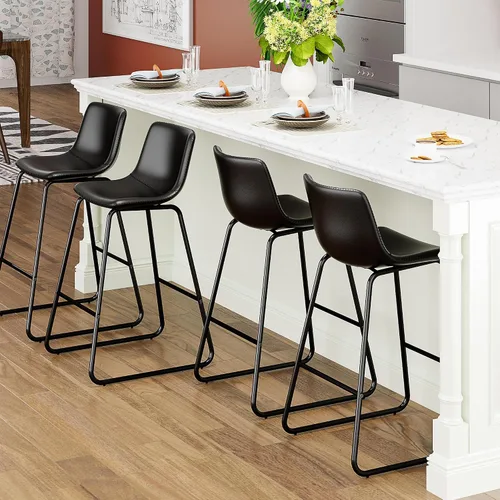 Miniatura 22 de YaFiti - Juego de 2 sillas de comedor de 18 pulgadas, sillas modernas tapizadas para comedor con cojines de piel sintética y patas de metal, silla