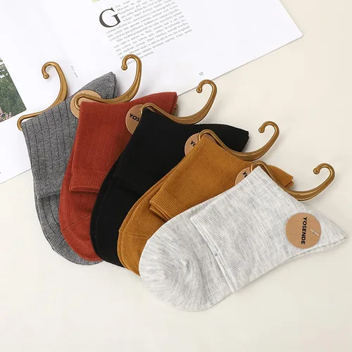 Miniatura 6 de YOSENDE Calcetines de algodón para mujer, calcetines clásicos de negocios, 5 pares, suaves y cómodos
