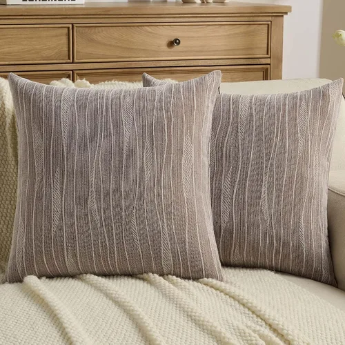 Miniatura 12 de FUTEI Paquete de 2 fundas de cojín de felpilla de 16 x 16 pulgadas, fundas de cojín decorativas con textura de línea suave, decoración moderna