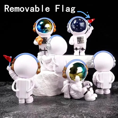 Miniatura 3 de Estatuas de Astronautas con Estrellas Azules, Figurillas de Resina con Tema Espacial para Tartas, Adornos para Estanterías y Habitaciones