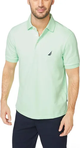 Nautica - Camiseta de algodón elástico tipo Polo de manga corta y color liso para hombre