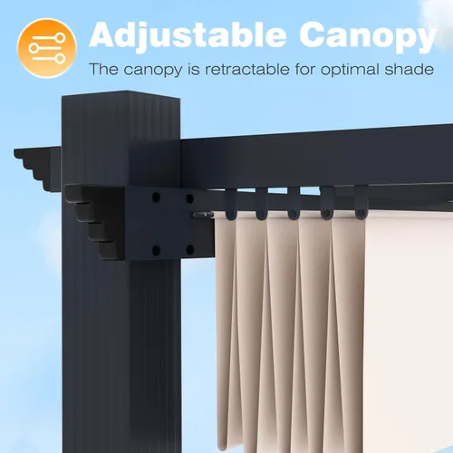 Miniatura 3 de MUPATER Pérgola al aire libre de 10 x 13 pies, pérgola de aluminio con toldo resistente a la intemperie para patio trasero, terraza y jardín