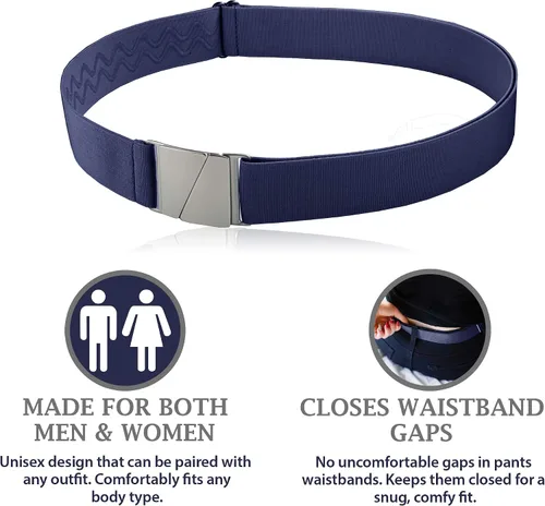 Miniatura 3 de Cinturones elásticos invisibles invisibles para mujeres y hombres de 1.5 pulgadas ajustables antideslizantes que se adaptan a cinturas de hasta 50