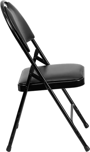 Miniatura 10 de Flash Furniture HERCULES Series Ultra Premium Triple Braced Black Vinyl Metal Silla plegable con asa fácil de transportar Marco negro de vinilo.