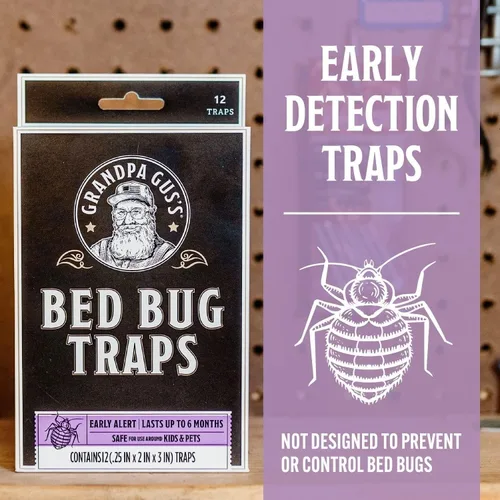 Miniatura 3 de Trampas adhesivas para chinches de Grandpa Gus's para el hogar y viajes, detección temprana, dura hasta 6 meses, diseño pequeño y discreto patentado