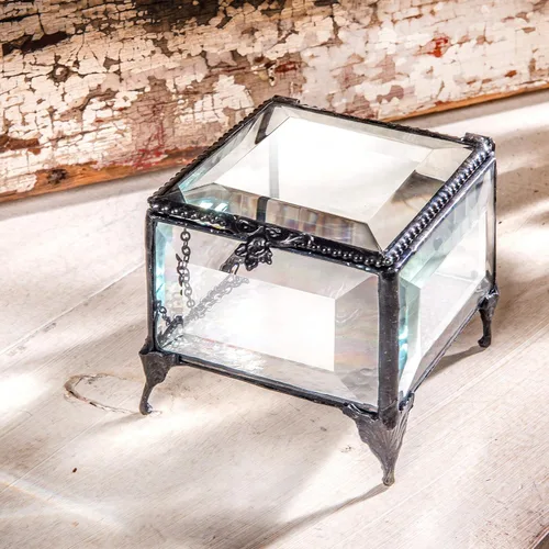 Miniatura 2 de J Devlin - Caja de cristal biselado transparente decorativa para joyas, caja 326