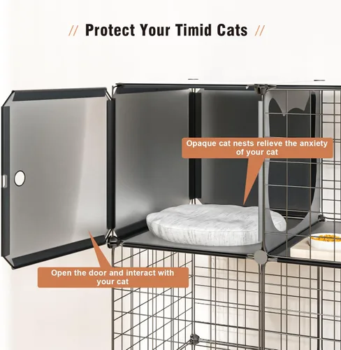 Miniatura 3 de Jaula para gatos para interiores con caja de arena, 3 niveles grande para corralitos Catio, jaula para gatos al aire libre, jaula de alambre